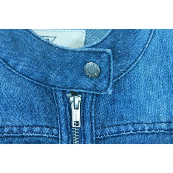 Guess Los Angeles Denim Jean Jacket Full Zip Pockets Motorcycle Size XL - Picture 4 of 8